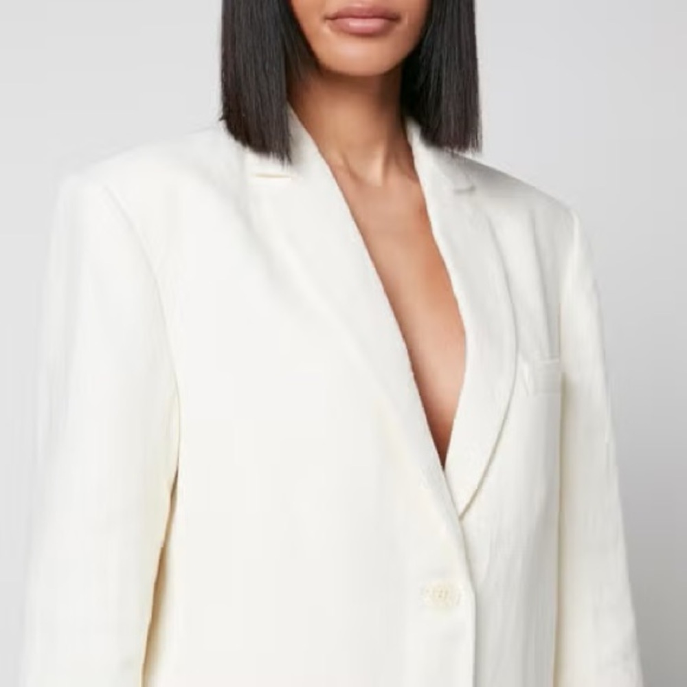 Anine Bing Quinn Oversized Linen Blazer - Off White - Size Small - Picture 2 of 12